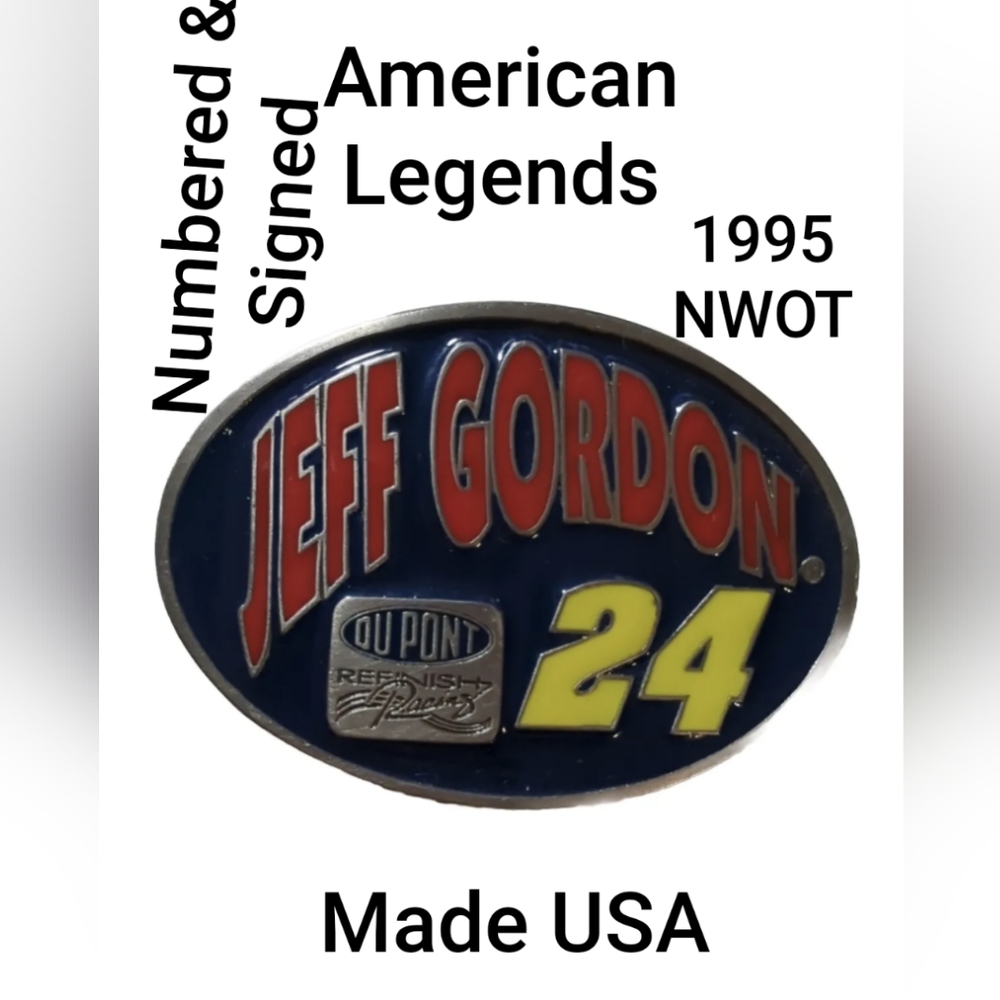 💖NWOT 90s Jeff Gordon Nascar 24 Western Belt Buckle Enamel USA 1995 Raci…